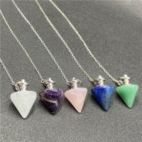 Natural Stone Pendulum Pendant with Zinc Alloy Conical platinum color plated & Unisex nickel lead & cadmium free Sold By PC