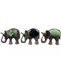 Gemstone Pendants Jewelry Zinc Alloy with Natural Stone & Abalone Shell Elephant antique silver color plated & Unisex & can be used as brooch or pendant nickel lead & cadmium free Sold By PC
