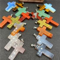 Gemstone Pendants Jewelry Natural Stone Cross polished & Unisex nickel lead & cadmium free Sold By PC