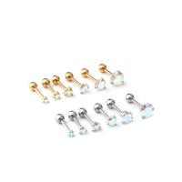 Rustfrit stål Ear Piercing Smykker, Stainless Steel, forgyldt, mode smykker & Micro Pave cubic zirconia, flere farver til valg, 0.80x6mm, Solgt af PC