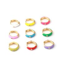 Brass Huggie Hoop Earring gold color plated fashion jewelry & enamel nickel lead & cadmium free 14mm Sold By PC