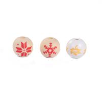 Wood Beads stoving varnish Christmas Design & DIY 16mm Sold By PC