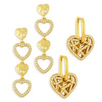 Huggie Hoop Drop Earring Brass gold color plated & micro pave cubic zirconia golden nickel lead & cadmium free Sold By Pair
