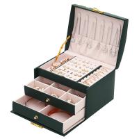 Boîte à bijoux multifonctions, cuir PU, rectangle, trois couches & détachable & pour femme, plus de couleurs à choisir, 175x140x130mm, Vendu par PC