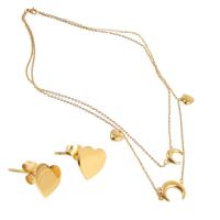 Fashion Stainless Steel Jewelry Sets Stud Earring & necklace gold color plated for woman Length Approx 17.72 Inch Sold By Set