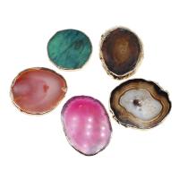 Natural Agate Druzy Pendant Brass with Agate no hole mixed colors Sold By PC