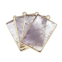 Brass Pendant with Clear Quartz Rectangle white Sold By PC