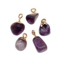 Brass Pendant, with Amethyst, purple, 18x7x7mm, Sold By PC