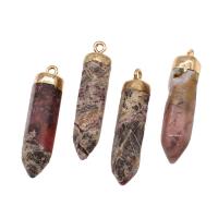Gemstone Pendants Jewelry, Brass, with Gemstone, mixed colors, 36x9x9mm, Sold By PC