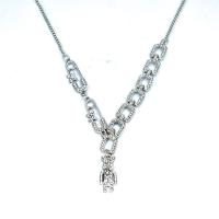 Collar de Acero Titanio, Partículas de acero, Oso, chapado, para mujer & con diamantes de imitación, plateado, 25mm, longitud:40 cm, Vendido por UD