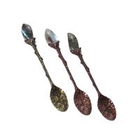 Brass Spoon, with Labradorite, Carved, more colors for choice, 11-12cm, Sold By PC