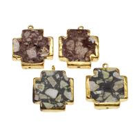 Gemstone Přívěsky Šperky, Mosaz, s Drahokam, Kříž, více barev na výběr, 29x25x6mm, Prodáno By PC