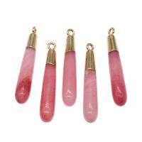 Quartz Gemstone Pendants Brass with Quartz pink Sold By PC
