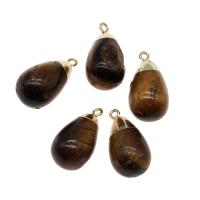 Natural Tiger Eye Pendants Brass with Tiger Eye mixed colors Sold By PC