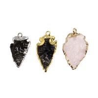 Gemstone Pendants Jewelry, Brass, with Gemstone, more colors for choice, 28x17x9mm, Sold By PC