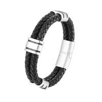 Cowhide Bracelet with Titanium Steel plated & Unisex Sold By PC
