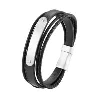 Cowhide Bracelet, with Titanium Steel, plated, multilayer & Unisex, more colors for choice, Length:Approx 8.27 Inch, Sold By PC