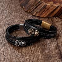 Cowhide Bracelet, with Titanium Steel, plated, multilayer & different length for choice & Unisex, more colors for choice, Sold By PC