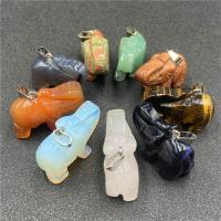 Gemstone Pendants Jewelry, Natural Stone, Elephant, Carved, different materials for choice & Unisex, more colors for choice, 28x38mm, Sold By PC