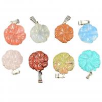 Gemstone Pendants Jewelry, Natural Stone, Flower, polished, different materials for choice & Unisex, more colors for choice, 18-20mm, Sold By PC