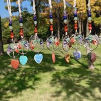 Hanging Ornaments Natural Stone with Stainless Steel Heart platinum color plated & Unisex 220mm Sold By PC