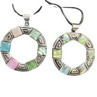 Tibetan Style Pendants, with Shell, Donut, antique silver color plated, Unisex, more colors for choice, nickel, lead & cadmium free, 60mm, Sold By PC