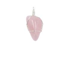 Quartz Necklace, Rose Quartz, with Iron, irregular, platinum color plated, Unisex, pink, 25-30mmx40-45mm, Length:Approx 14.96 Inch, Sold By PC