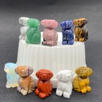 Gemstone Decoration, Dog, Carved, random style, mixed colors, 14-16mmx25mm, Sold By PC