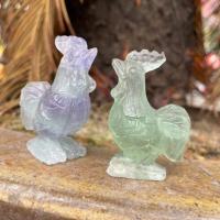 Colorful Fluorite Decoration, Cock, Carved, random style, mixed colors, 50x34mm, Sold By PC
