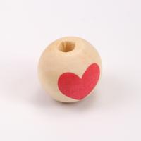 Holzperlen, Holz, Einbrennlack, DIY & mit einem Muster von Herzen, keine, 16mm, verkauft von PC