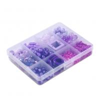 Perles acryliques mixtes, Acrylique, avec Des billes de verre & argile de polymère & fil en cristal, DIY, violet, 130x100x22mm, Vendu par boîte