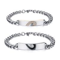 Couple Bracelet and Bangle Stainless Steel plated Unisex & micro pave cubic zirconia Sold By PC