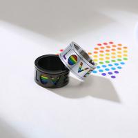 Edelstahl Fingerring, Epoxidharzklebstoff, Regenbogen-design & verschiedene Größen vorhanden & für den Menschen, keine, 11x2mm, verkauft von PC