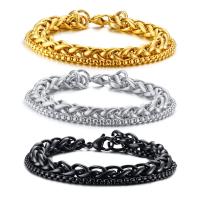 Bijoux bracelet en acier inoxydable, Placage, Double couche & pour homme, plus de couleurs à choisir, Longueur:Environ 21.5 cm, Vendu par PC