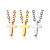 Edelstahl Schmuck Halskette, Kreuz, plattiert, poliert & für Frau, keine, 13x9mm, Länge:ca. 20.08 ZollInch, verkauft von PC