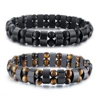 Hematite Bracelet with Tiger Eye & Hematite & for man 13mm Length Approx 8.07 Inch Sold By PC