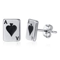 Stainless Steel Stud Earrings, Poker, for woman, 8x6mm, Sold By Pair