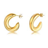 Stainless Steel Stud Earrings, gold color plated, for woman, 20x17mm, Sold By Pair