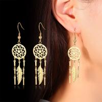 Stainless Steel Dream Catcher Earring gold color plated for woman 67mm Sold By Pair
