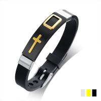 Stainless Steel Bracelet with Silicone plated Adjustable & for man Length Approx 16.5-21.5 cm Sold By PC