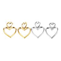 Stainless Steel Drop Earring, Heart, plated, for woman & hollow, more colors for choice, 67x48mm, Sold By Pair