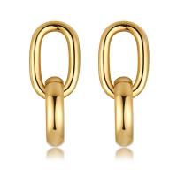 Stainless Steel Drop Earring gold color plated for woman & hollow Sold By Pair