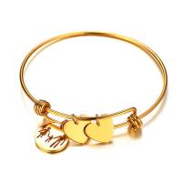 Stainless Steel Bangle, gold color plated, Adjustable & polished & for woman, Length:Approx 7.28 Inch, Sold By PC