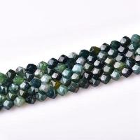 Natürliche Moos Achat Perlen, Star Cut Faceted & DIY, gemischte Farben, 8mm, verkauft per 38 cm Strang