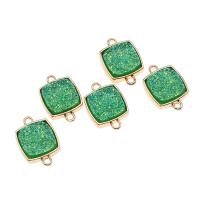 Brass Connector, with Agate, Square, green, 20x14x4mm, Sold By PC