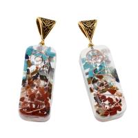 Gemstone Přívěsky Šperky, Mosaz, s Drahokam & Pryskyřice, Náměstí, smíšené barvy, 45x18x2mm, Prodáno By PC