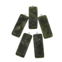 Ювелирные подвески из драгоценных камней, Латунь, с Полудрагоценный камень, Квадратная форма, зеленый, 53x19x8mm, продается PC