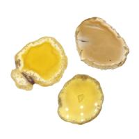 Natural Agate Druzy Pendant, no hole, yellow, 55x40x5mm, Sold By PC