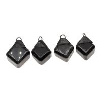 Brass Pendant, with Black Stone, Square, black, 25x23x22mm, Sold By PC