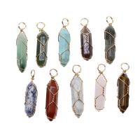 Gemstone Pendants Jewelry, Brass, with Gemstone, more colors for choice, 37x9x10mm, Sold By PC